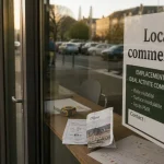 Local commercial dijon : vitrine et panneau devant la porte